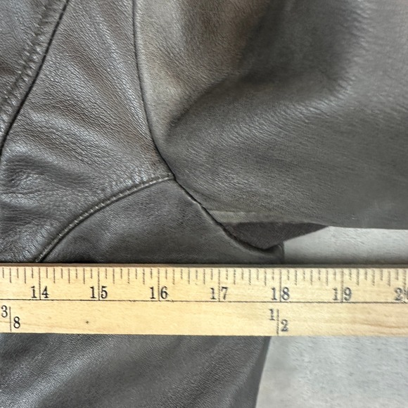 Marc New York Andrew Marc Leather Moto Jacket Anthracite Gray Size M - Picture 11 of 14